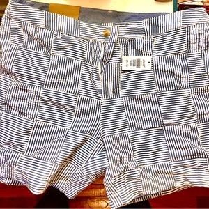 LL BEAN Seersucker Patchwork Chino Shorts Never Worn